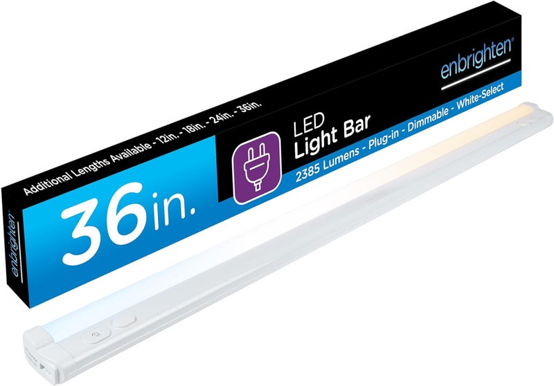 Enbrighten أضواء تحت الخزائن بمدخل 36 بوصة، 2386 لومن، خمسة إعدادات بيضاء من (2700K-6500K)، قابلة للتعتيم بالكامل، تحكم مزامنة بلمسة واحدة، أضواء تحت الطاولة قابلة للتوصيل للمطبخ 82788-T1 - Image 1